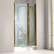 Дверь душевая левосторонняя Kerasan Retro SX профиль бронза стекло матовое с декором 9140P3