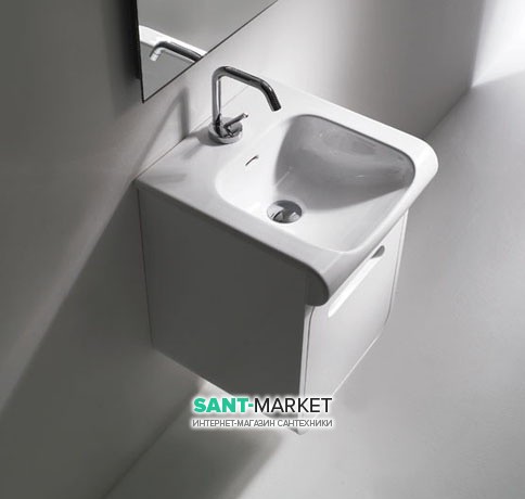 Тумба под раковину на 40 см подвесная Kerasan Inka ДСП белый глянец 911001