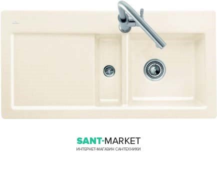 Мийка для кухні прямокутна Villeroy & Boch Subway 60 кремовий 671201KR