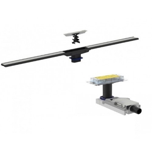 Водосточный желоб c накладной панелью Geberit CleanLine полированный металл/матовый металл 154.152.00.1+154.451.KS.1