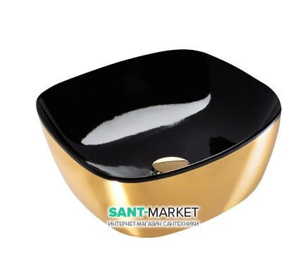 Раковина для ванной накладная Catalano Green Lux 40х40 керамика цвет черный/золото 140APGRLXNO