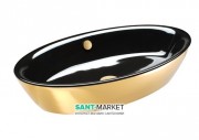 Раковина для ванной накладная Catalano Gold & Silver 70х42 керамика цвет черный/золото 170VLNNO