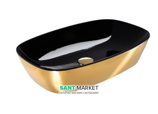 Раковина для ванної накладна Catalano Green Lux 60х40 кераміка колір чорний / золото 160APGRLXNO