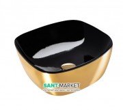 Раковина для ванної накладна Catalano Green Lux 40х40 кераміка колір чорний / золото 140APGRLXNO