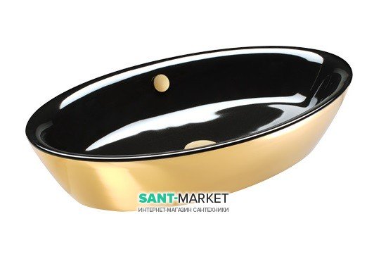 Раковина для ванної накладна Catalano Gold & Silver 70х42 кераміка колір чорний / золото 170VLNNO