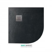 Душевой поддон угловой мраморный Kerasan H2.5 80х80 см антрацит 704554