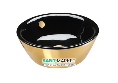 Раковина для ванной накладная Catalano Gold & Silver 42х42 керамика цвет черный/золото 142VLNNO