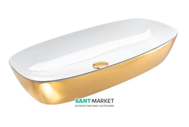 Раковина для ванної накладна Catalano Gold & Silver 80х40 кераміка колір білий / золото 180APGRLXBO