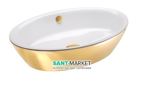 Раковина для ванной накладная Catalano Gold & Silver 60х42 керамика цвет белый/золото 160VLNBO