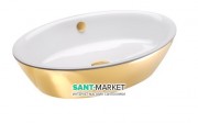 Раковина для ванной накладная Catalano Gold & Silver 60х42 керамика цвет белый/золото 160VLNBO