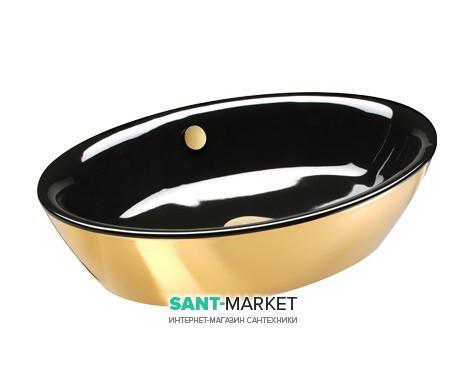 Раковина для ванної накладна Catalano Gold & Silver 60х42 кераміка колір чорний / золото 160VLNNO