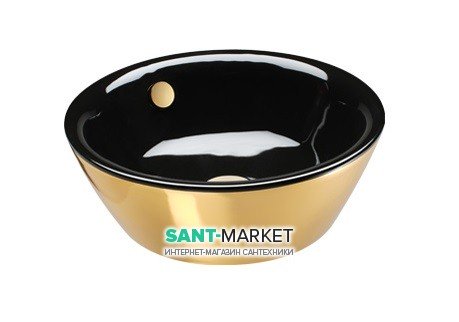 Раковина для ванной накладная Catalano Gold & Silver 42х42 керамика цвет черный/золото 142VLNNO
