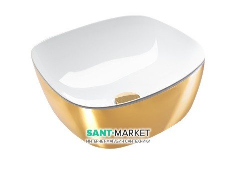 Раковина для ванної накладна Catalano Gold & Silver 40х40 кераміка колір білий / золото 140APGRLXBO