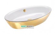 Раковина для ванной накладная Catalano Gold & Silver 70х42 керамика цвет белый/золото 170VLNBO