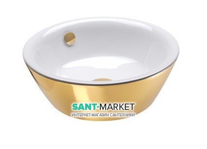 Раковина для ванної накладна Catalano Gold & Silver 42х42 кераміка колір білий / золото 142VLNBO