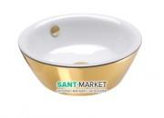 Раковина для ванної накладна Catalano Gold & Silver 42х42 кераміка колір білий / золото 142VLNBO