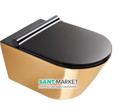 Унітаз підвісний Catalano Gold & Silver 55х35 кераміка чорний / золото 1VS55NRNO