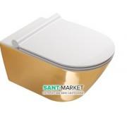 Унитаз подвесной Catalano Gold & Silver 55х35 см керамика белый/золото 1VS55NRBO