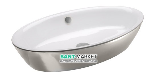 Раковина для ванной накладная Catalano Gold & Silver 70х42 керамика цвет белый/серебро 170VLNBA