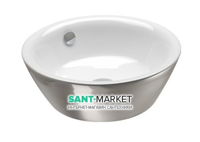 Раковина для ванной накладная Catalano Gold & Silver 42х42 керамика цвет белый/серебро 142VLNBA