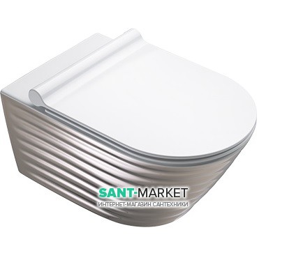 Унитаз подвесной Catalano Gold & Silver 55х35 см керамика волна белый/серебро 1VS55RZEBA