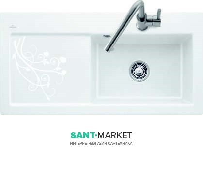 Мийка для кухні прямокутна Villeroy & Boch Subway 60 XL білий декор 671901KW