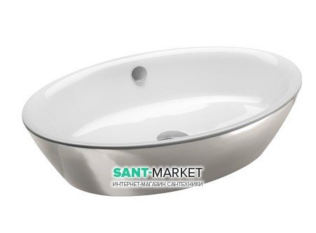 Раковина для ванной накладная Catalano Gold & Silver 60х42 керамика цвет белый/серебро 160VLNBA