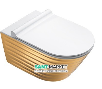 Унитаз подвесной Catalano Gold & Silver 55х35 керамика волна белый/золото 1VS55RZEBO