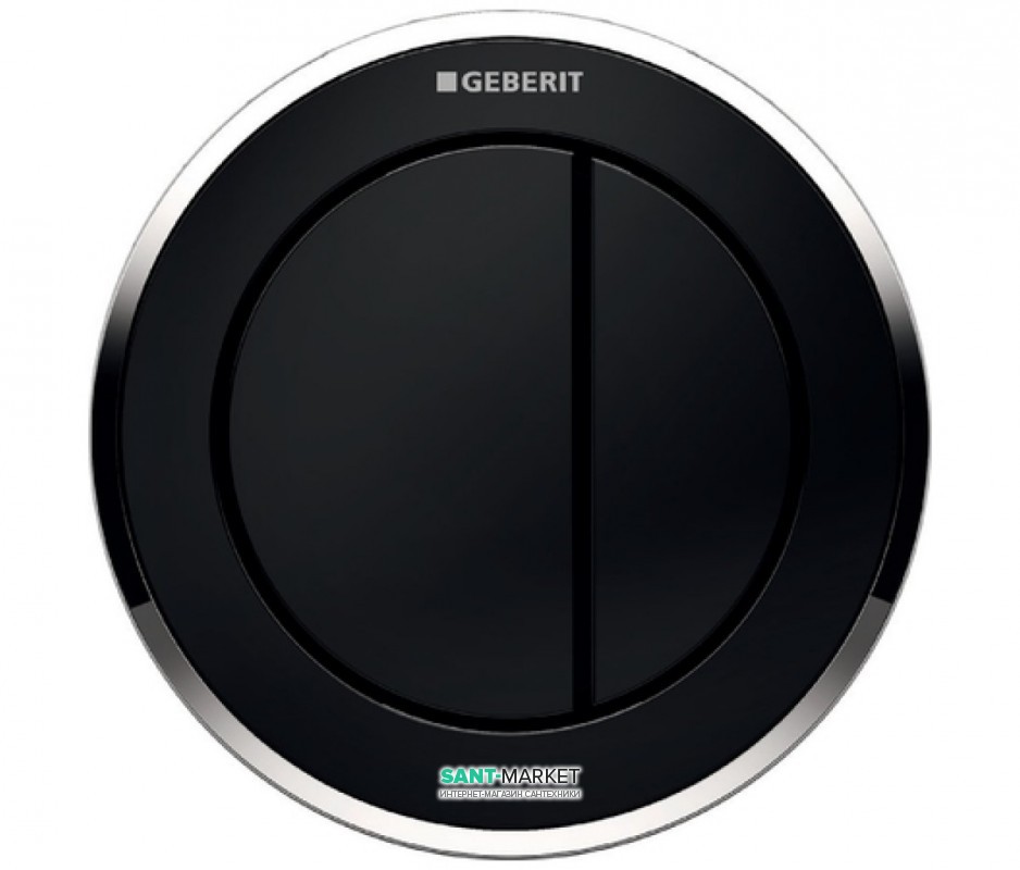Пневмокнопка змиву для унітазу Geberit Type 10 подвійний змив чорний / хром глянсовий / чорний 116.055.KM.1