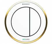 Пневмокнопка смыва для унитаза Geberit Type 10 двойной смыв белый/золото/белый 116.057.KK.1