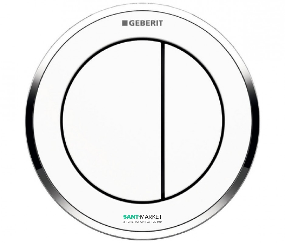 Пневмокнопка змиву для унітазу Geberit Type 10 подвійний змив білий / хром глянсовий / білий 116.055.KJ.1