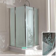 Душевой уголок Kerasan Retro DX/SX 100х100 см профиль хром прозрачное стекло с декором 9148N0