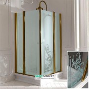 Душевой уголок Kerasan Retro DX/SX 100х100 см профиль бронза прозрачное стекло с декором 9148N3