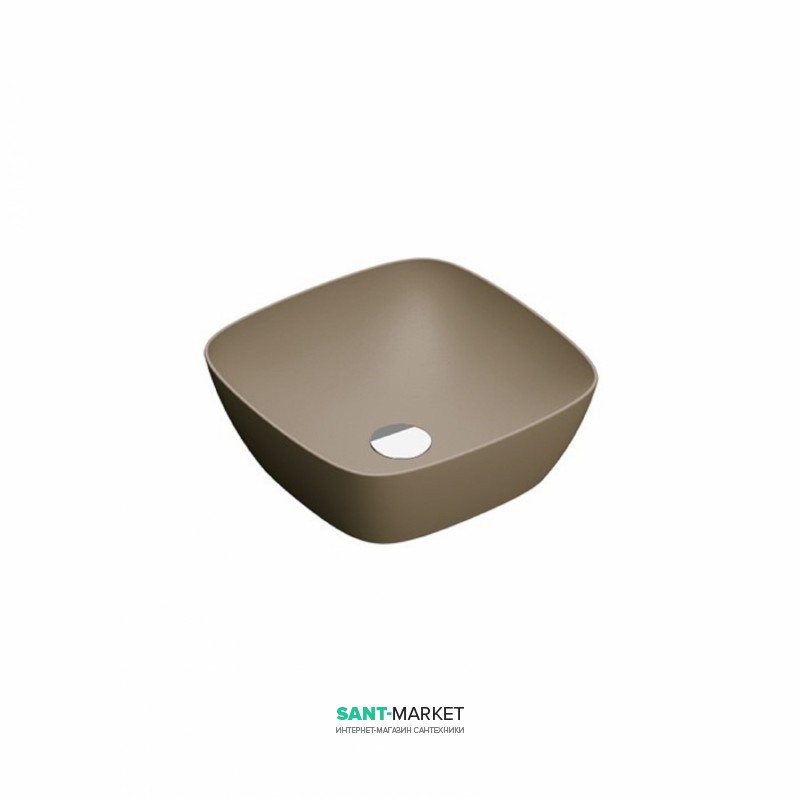 Раковина для ванної накладна Catalano Colori Green Lux 40х40 квадратна керамічна колір коричневий матовий 140APGRLXMS