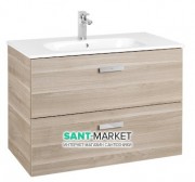 Тумба подвесная МДФ 80х46 береза с раковиной для ванной Roca Victoria керамика белый A855852422