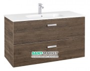 Тумба подвесная МДФ 100х46 кедр с раковиной для ванной Roca Victoria керамика белый A855851423