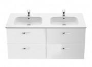 Тумба підвісна МДФ 120х45 білий глянець з подвійною раковиною для ванної Roca Victoria кераміка білий A855850806