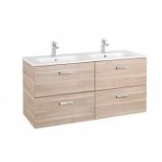 Тумба підвісна МДФ 120х45 береза ​​з подвійною раковиною для ванної Roca Victoria кераміка білий A855850422