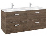 Тумба подвесная МДФ 120х45 кедр с двойной раковиной для ванной Roca Victoria керамика белый A855850423