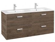 Тумба підвісна МДФ 120х45 кедр з подвійною раковиною для ванної Roca Victoria кераміка білий A855850423