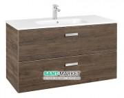 Тумба підвісна МДФ 100х46 кедр з раковиною для ванної Roca Victoria кераміка білий A855851423