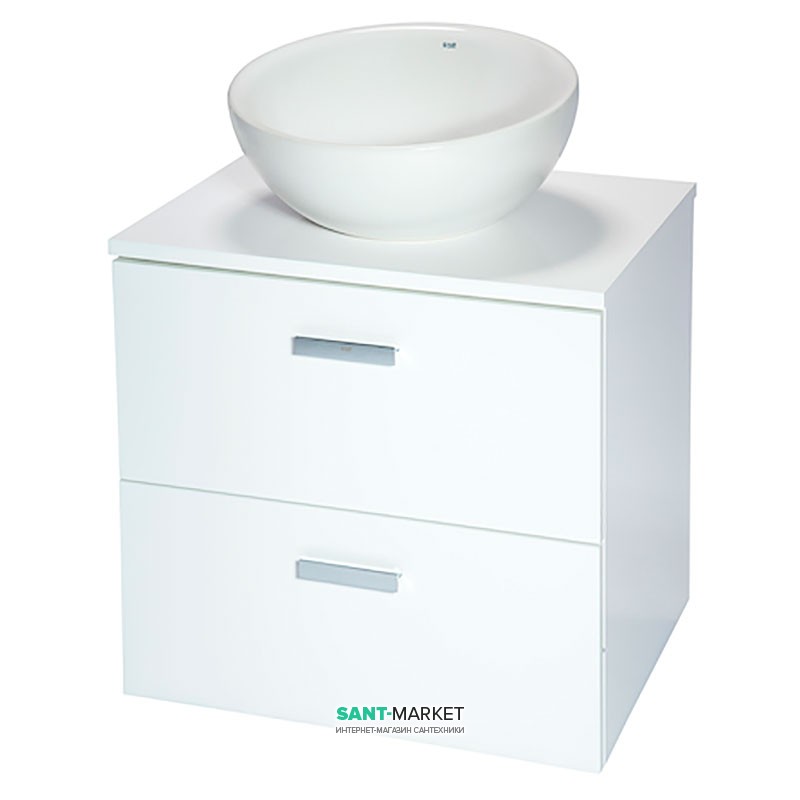 Тумба під раковину із стільницею Roca Victoria 59х45.5 см з двома ящиками МДФ білий глянець A856952806