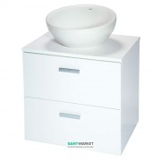 Тумба под раковину со столешницей Roca Victoria 59х45.5 см с двумя ящиками МДФ белый глянец A856952806