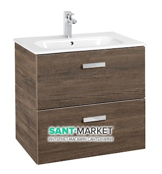 Тумба подвесная МДФ 60х46 кедр с раковиной для ванной Roca Victoria керамика белый A855854423