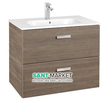 Тумба підвісна МДФ 70х46 кедр з раковиною для ванної Roca Victoria кераміка білий A855853423