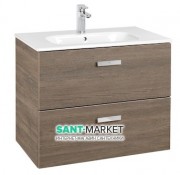 Тумба подвесная МДФ 70х46 кедр с раковиной для ванной Roca Victoria керамика белый A855853423