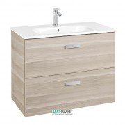 Тумба подвесная МДФ 70х46 береза с раковиной для ванной Roca Victoria керамика белый A855853422