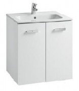 Тумба подвесная с двумя дверцами МДФ 60х46 белый глянец с раковиной для ванной Roca Victoria керамика белый A855883806
