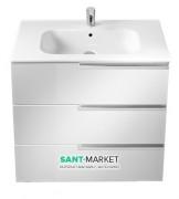 Тумба підвісна з трьома ящиками МДФ 100х46 білий глянець з раковиною для ванної Roca Victoria-N кераміка білий A855836806