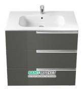 Тумба підвісна з трьома ящиками МДФ 80х46 сірий антрацит з раковиною для ванної Roca Victoria-N кераміка білий A855837153